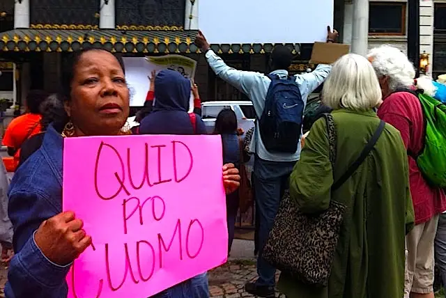 Protesters outside Cuomo's office earlier this month